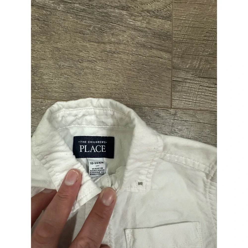 The Children's Place Boys White Long Sleeve Button Down Shirt 18-24M